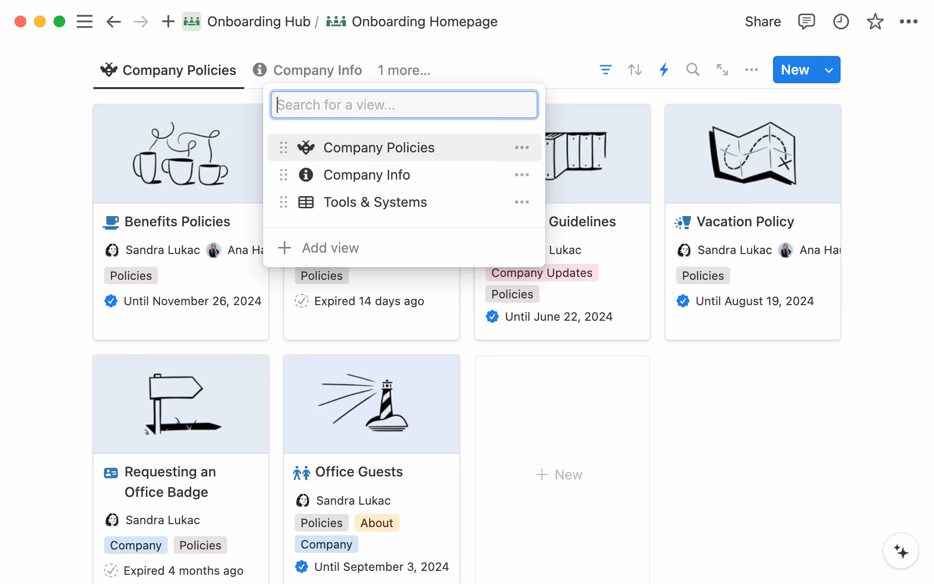 Views can help to organize information within your wiki.