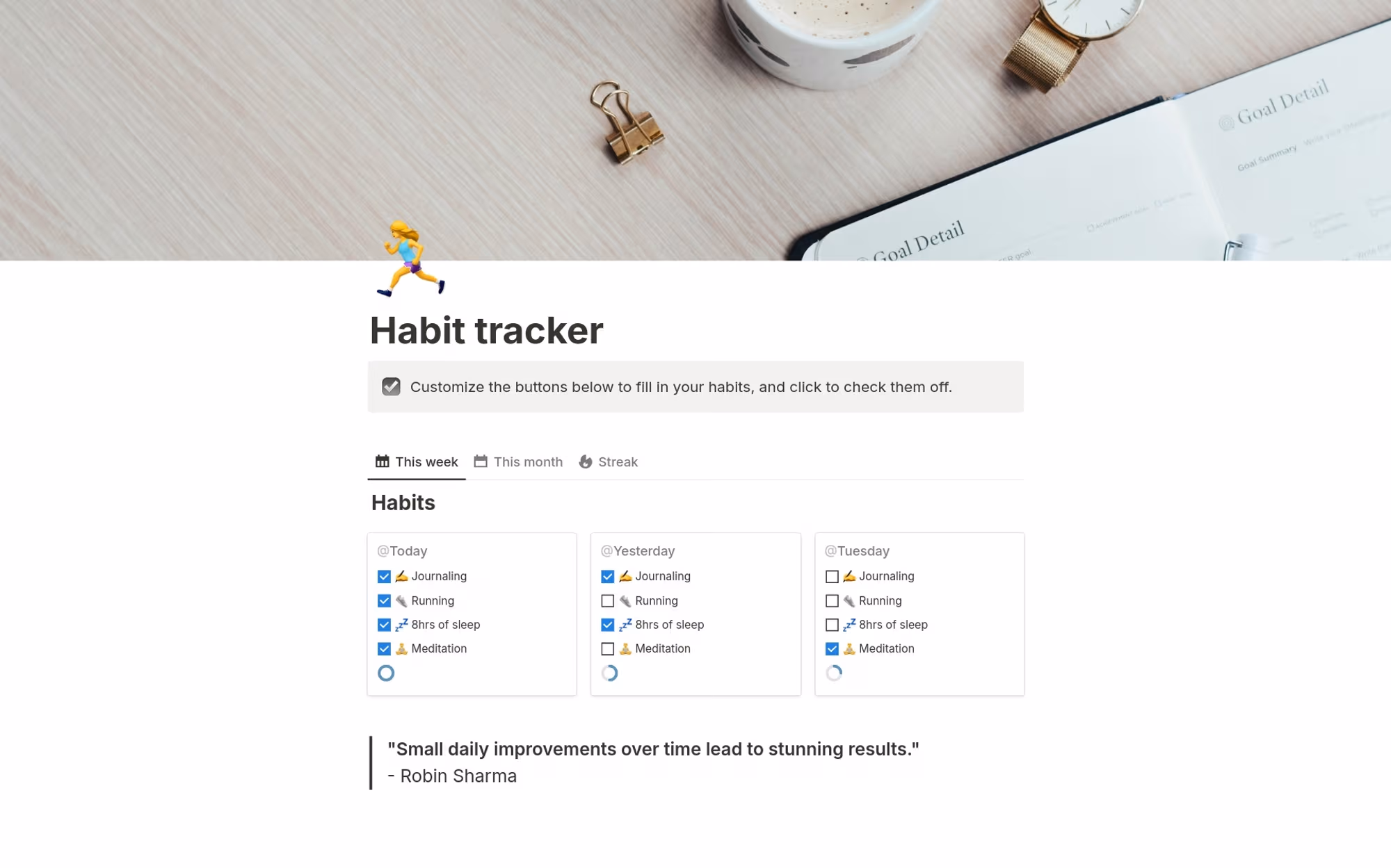 Habit tracker template