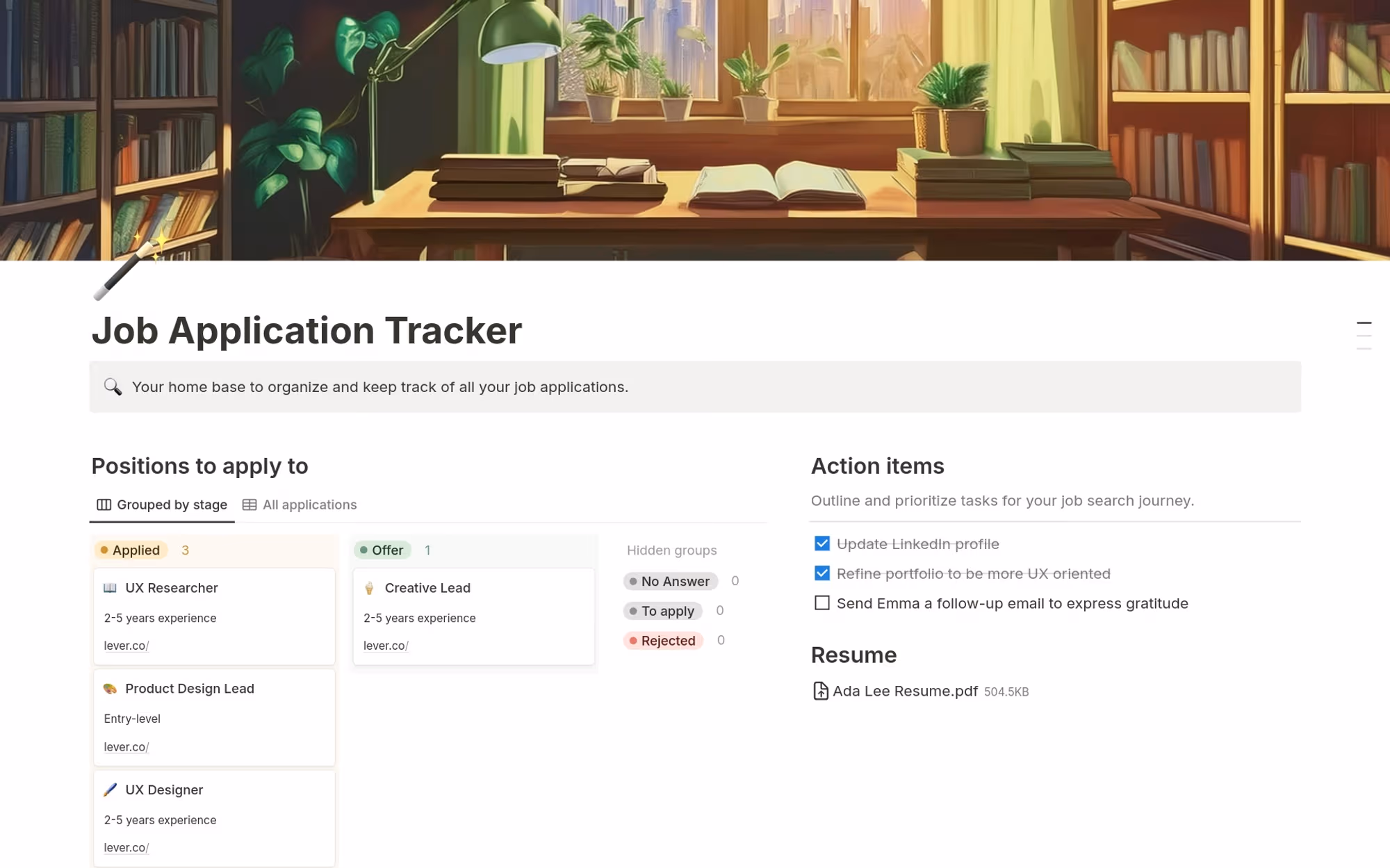 Image of job tracker template