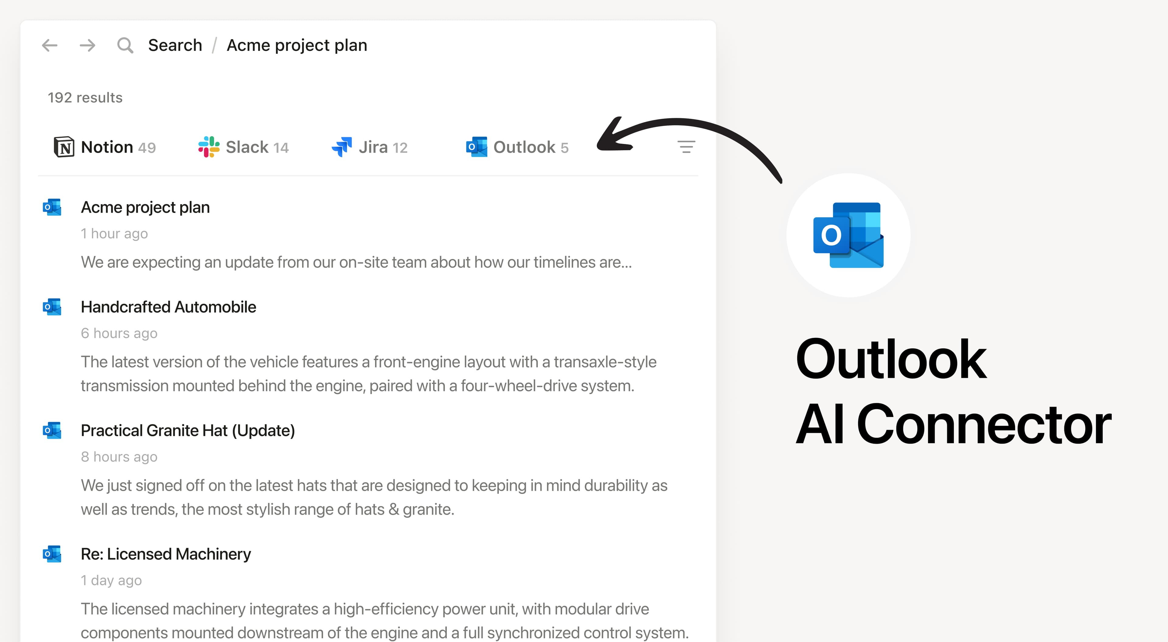 Search your Outlook inbox from Notion