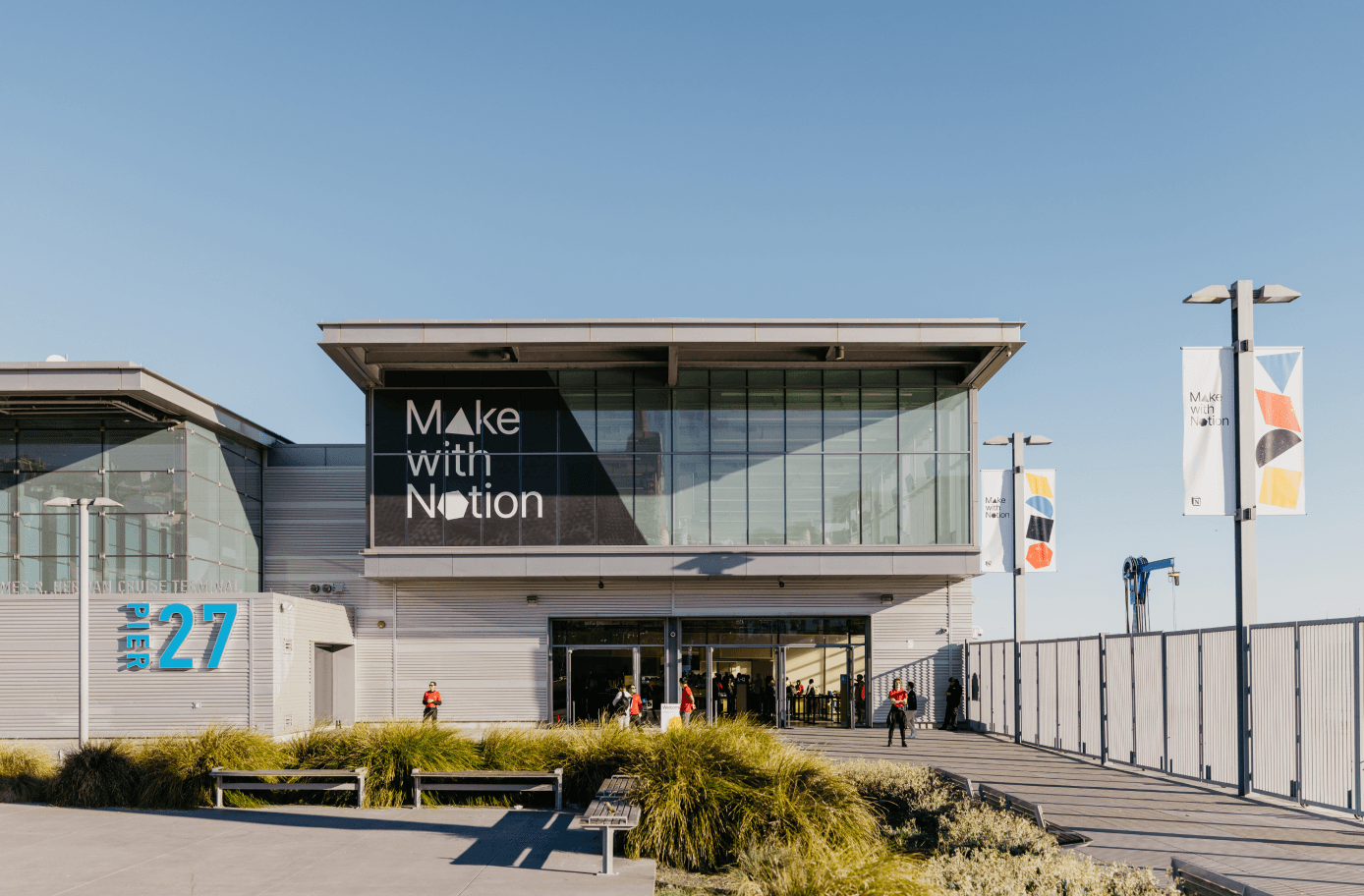 The entrance of Pier 27, which also serves as a cruise ship terminal (!)