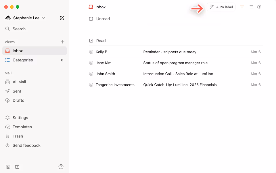 Auto label learns your preferences and tags incoming emails.