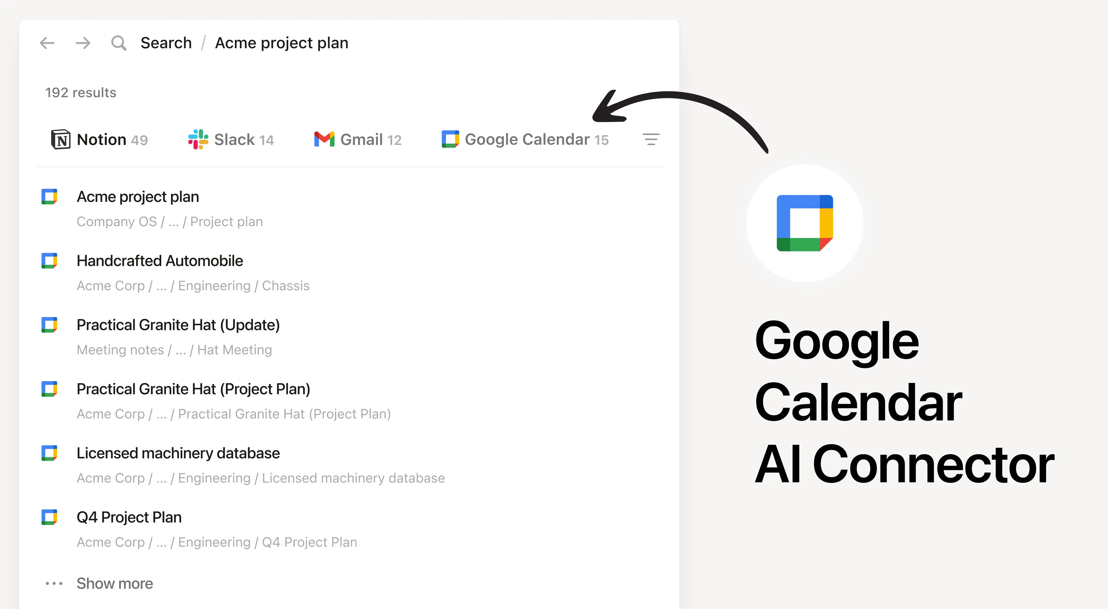 Search your calendar events from Notion