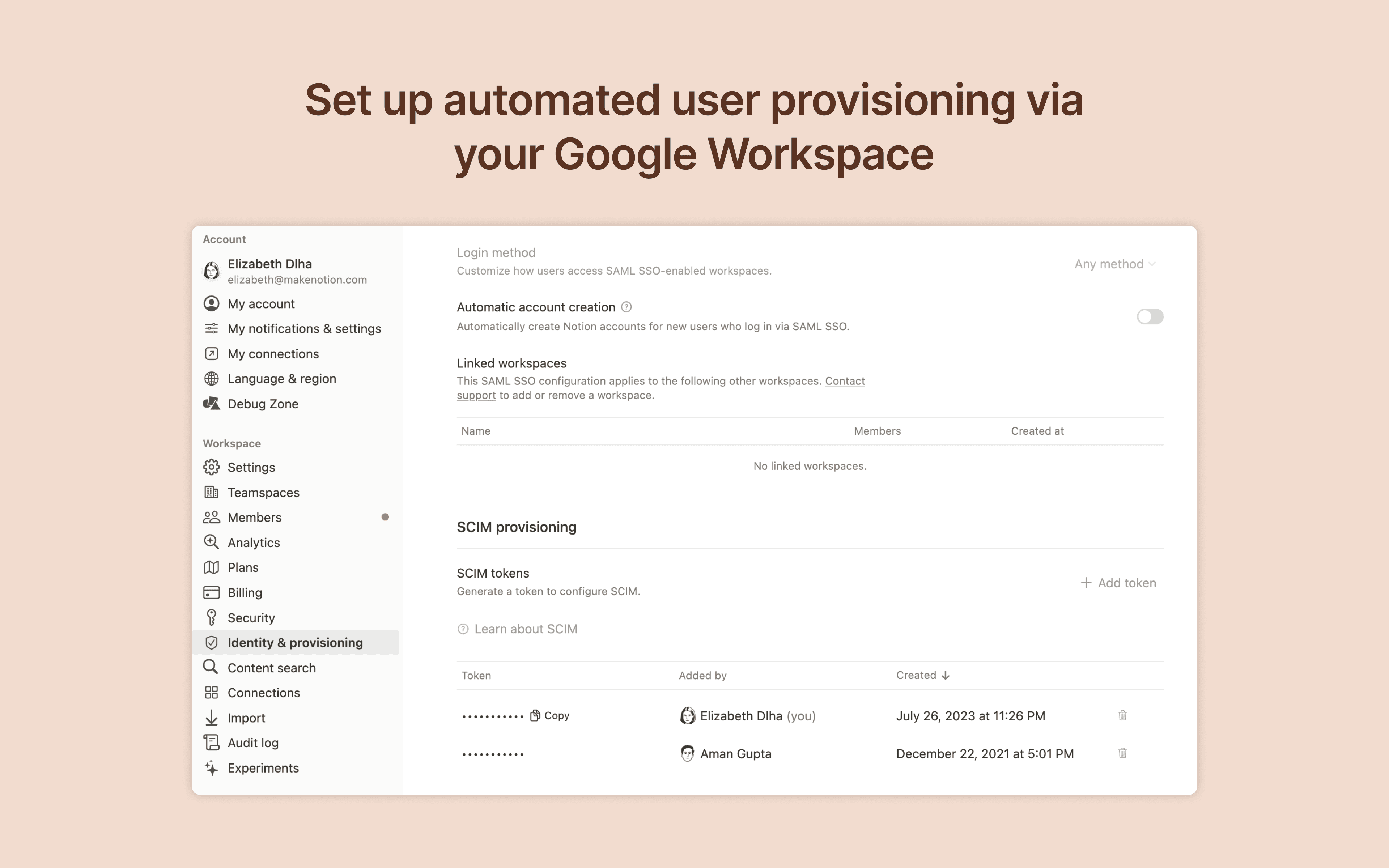 Set up automated user provisioning via Google Workspace