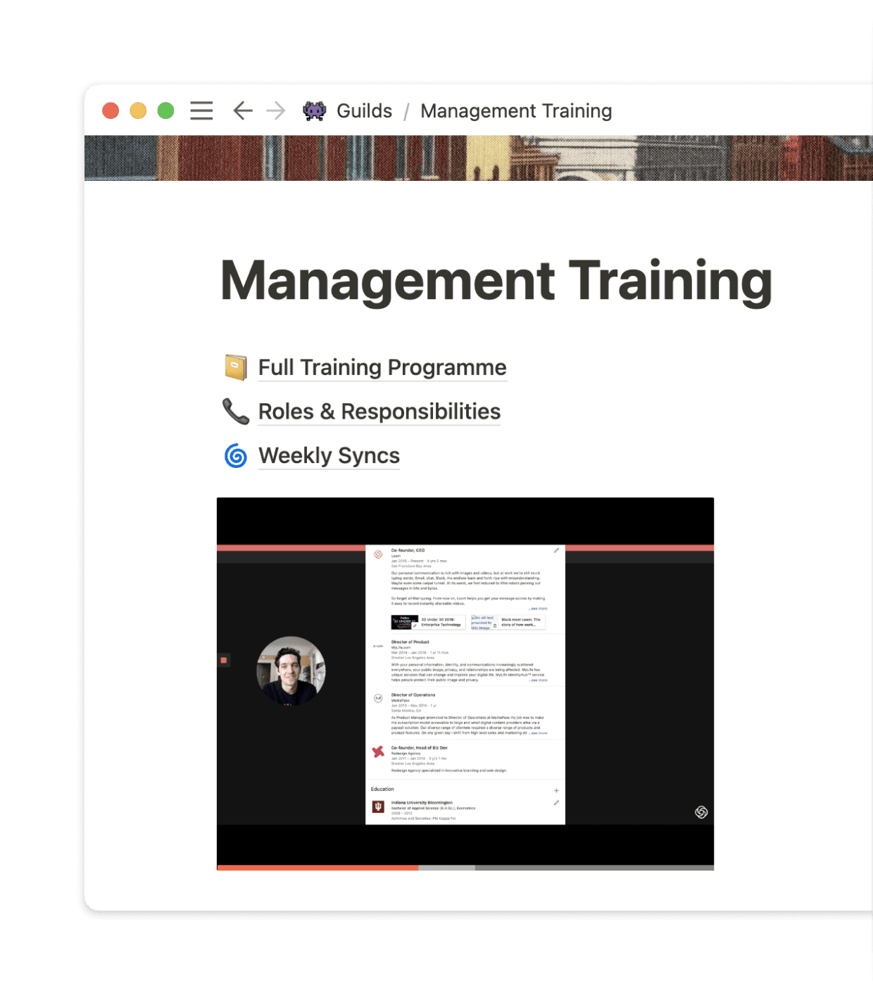Once, new projects like the iTech's internal manager training doc would have required multiple different tools. Now, they live solely on Notion.