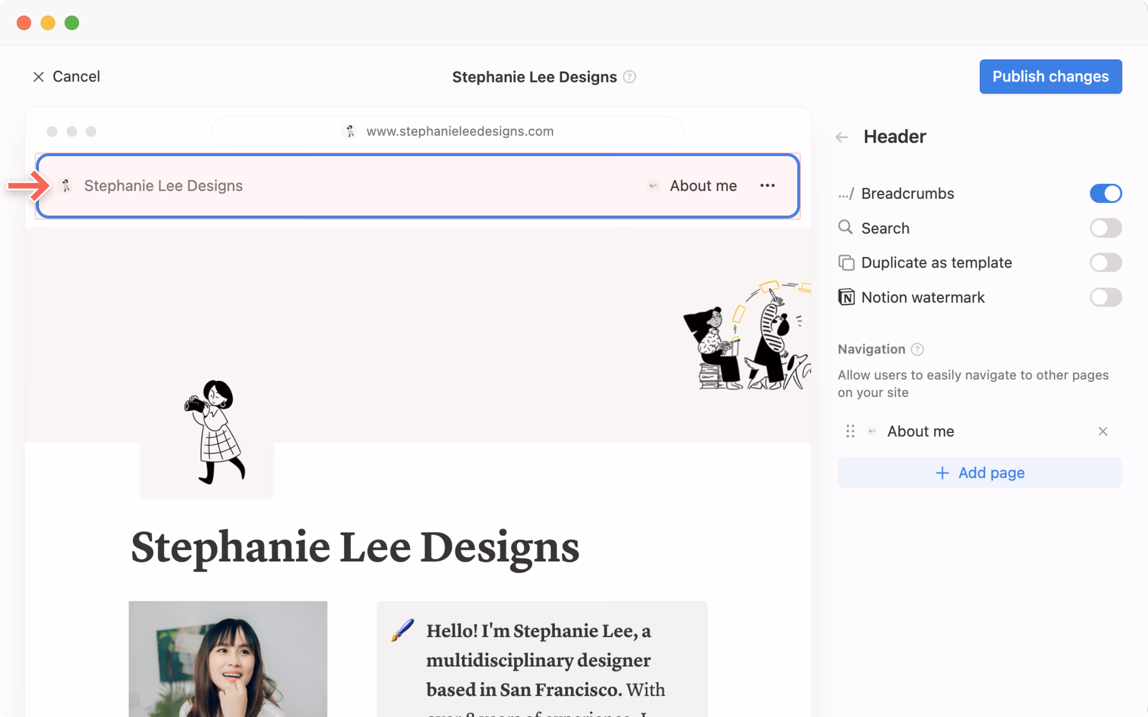 hc: custom site header