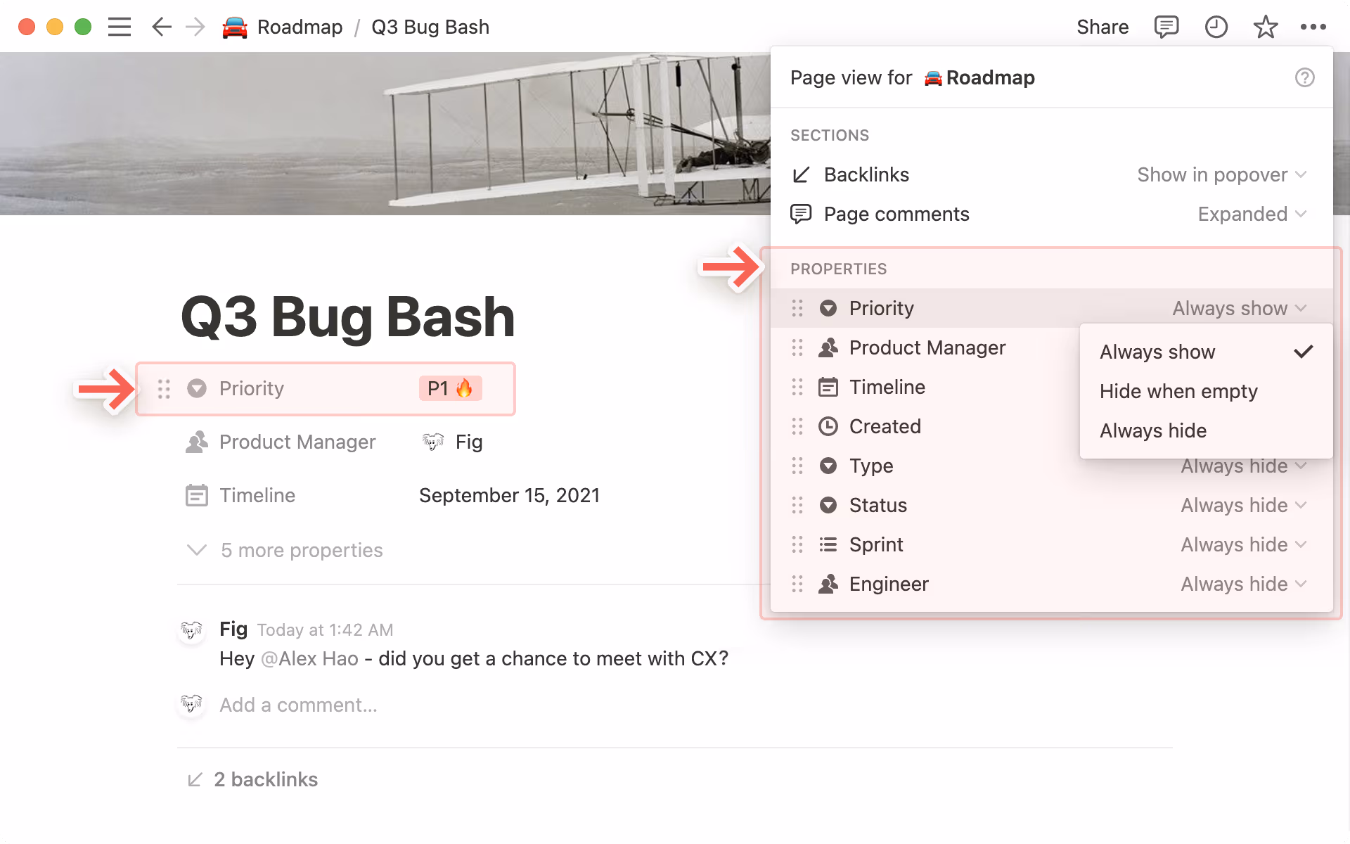 Customize database properties