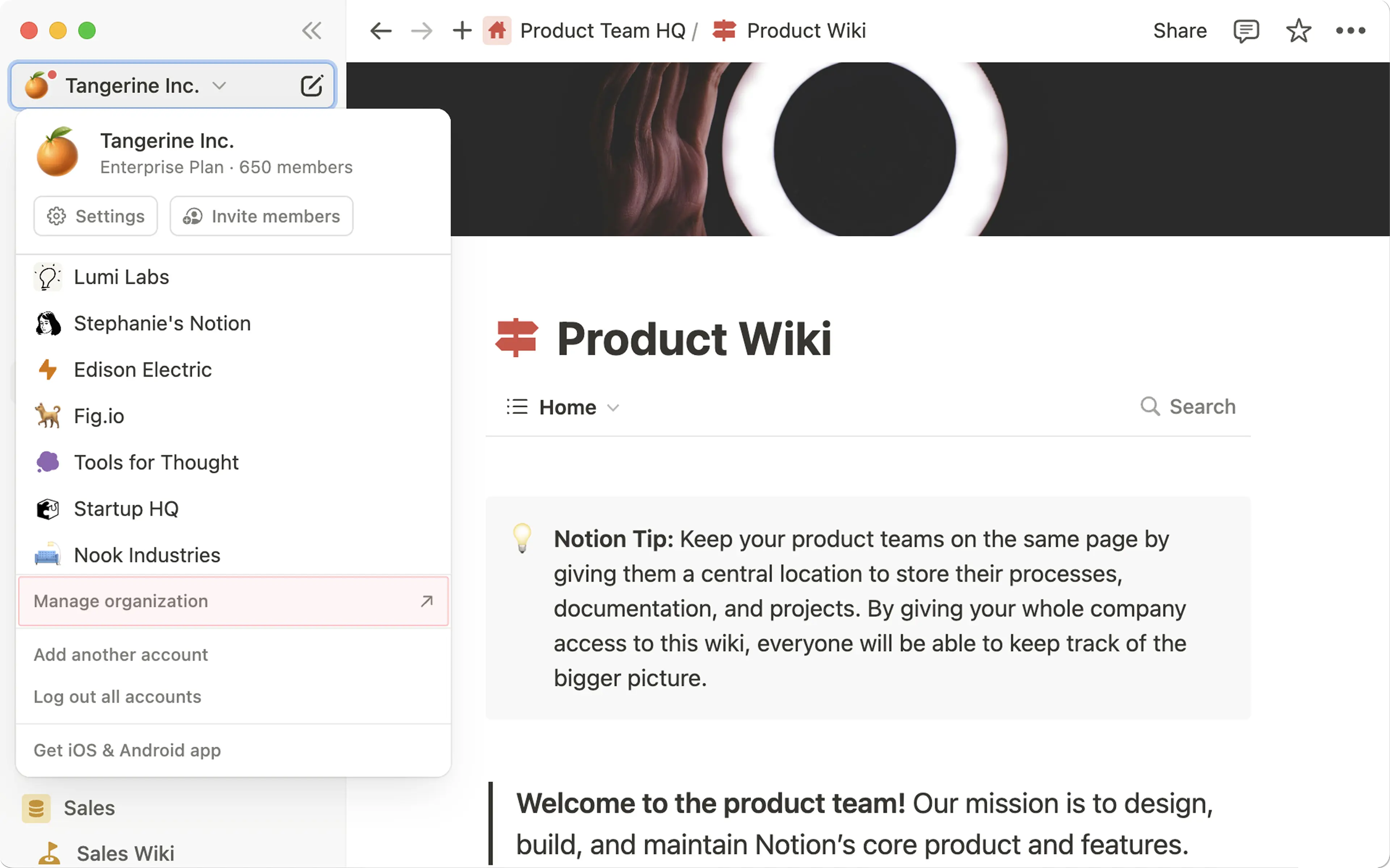 hc: manage organization