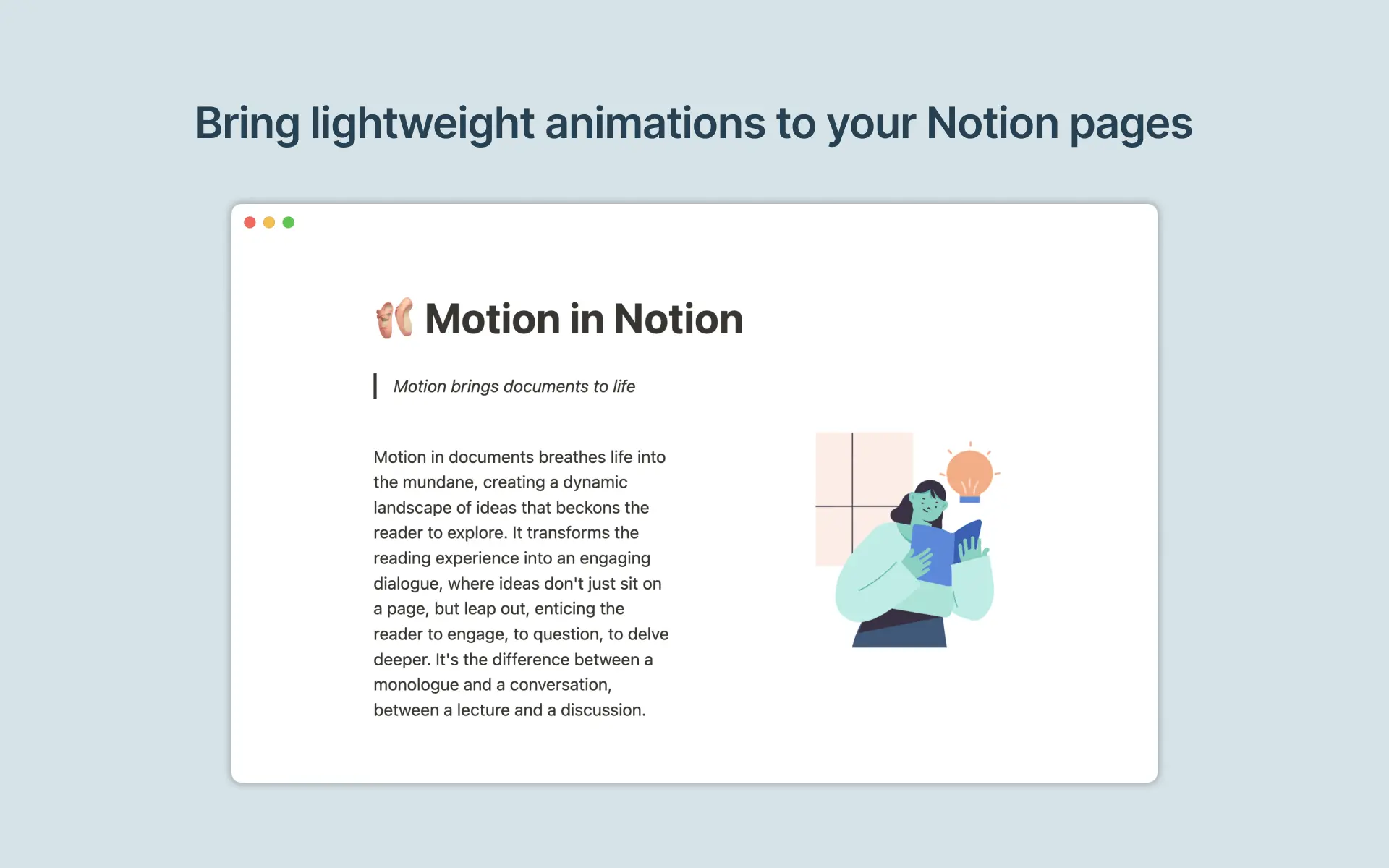 Bring lightweight animations to your Notion pages