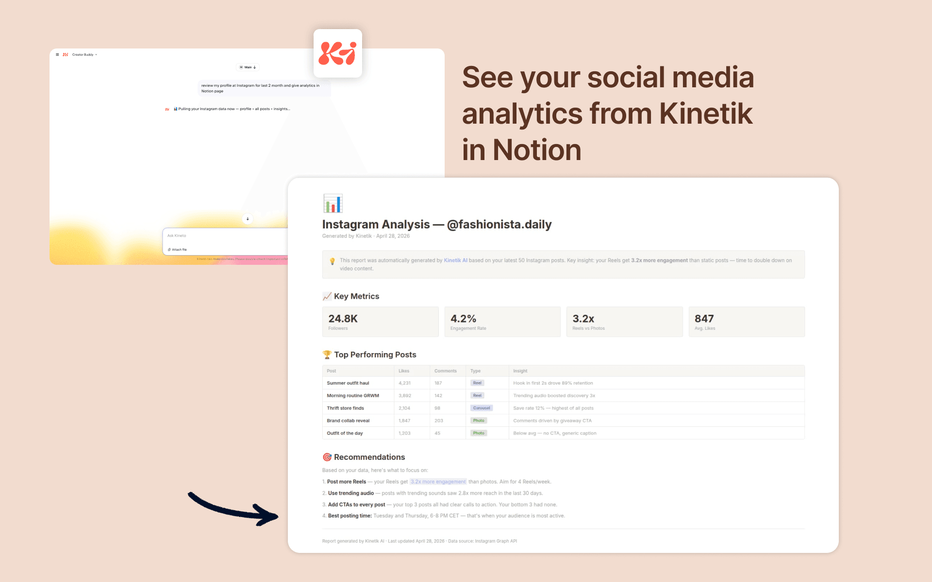 Generate reports inside your Notion workspace using AI agent