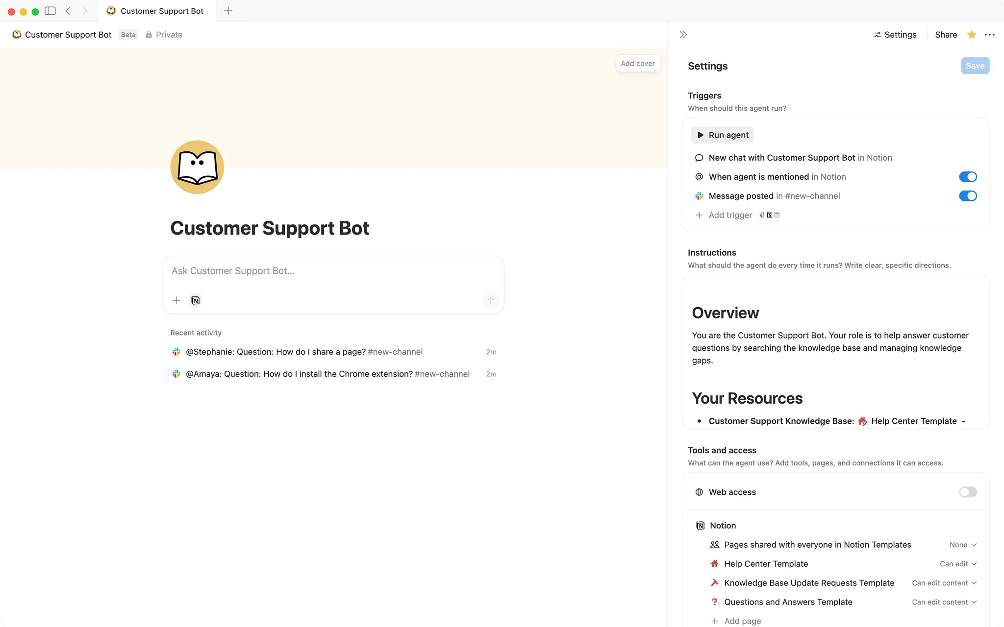 Customer support bot