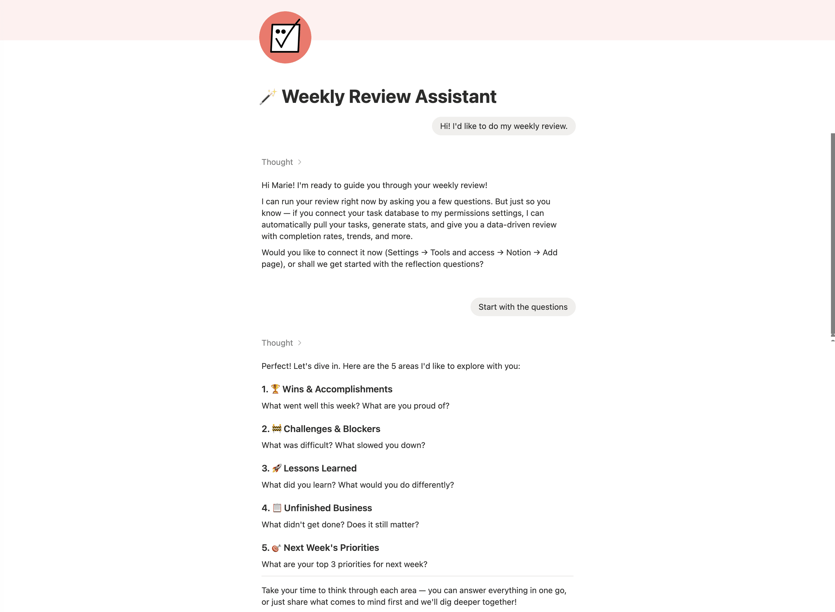 🪄 Weekly Review Assistant
