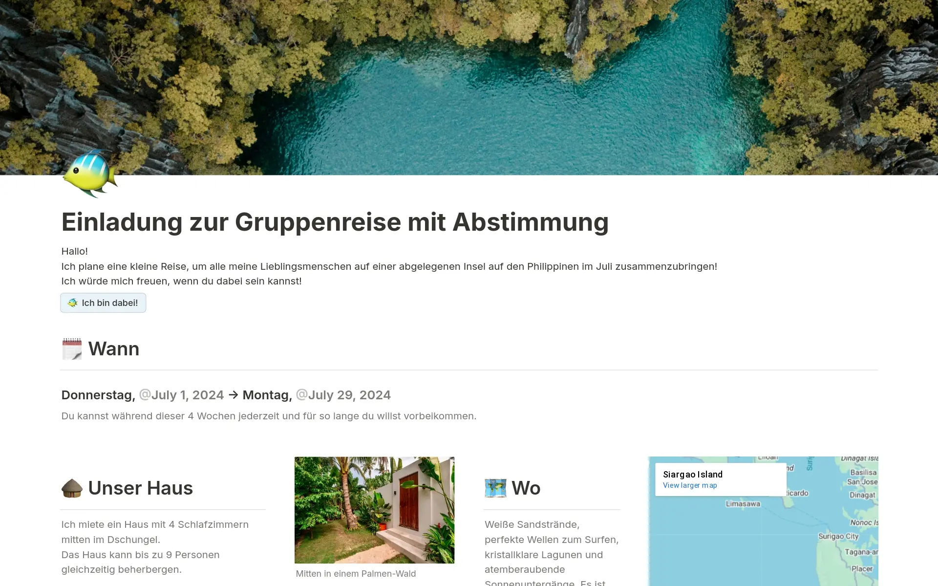 Screenshot der Put it on the map-Sammlung von Notion