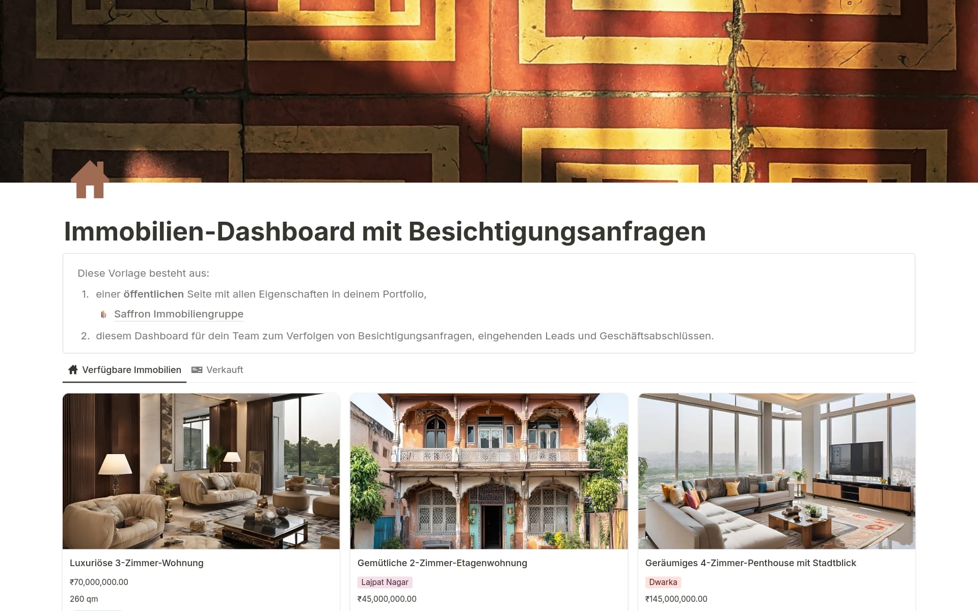 Screenshot der Put it on the map-Sammlung von Notion