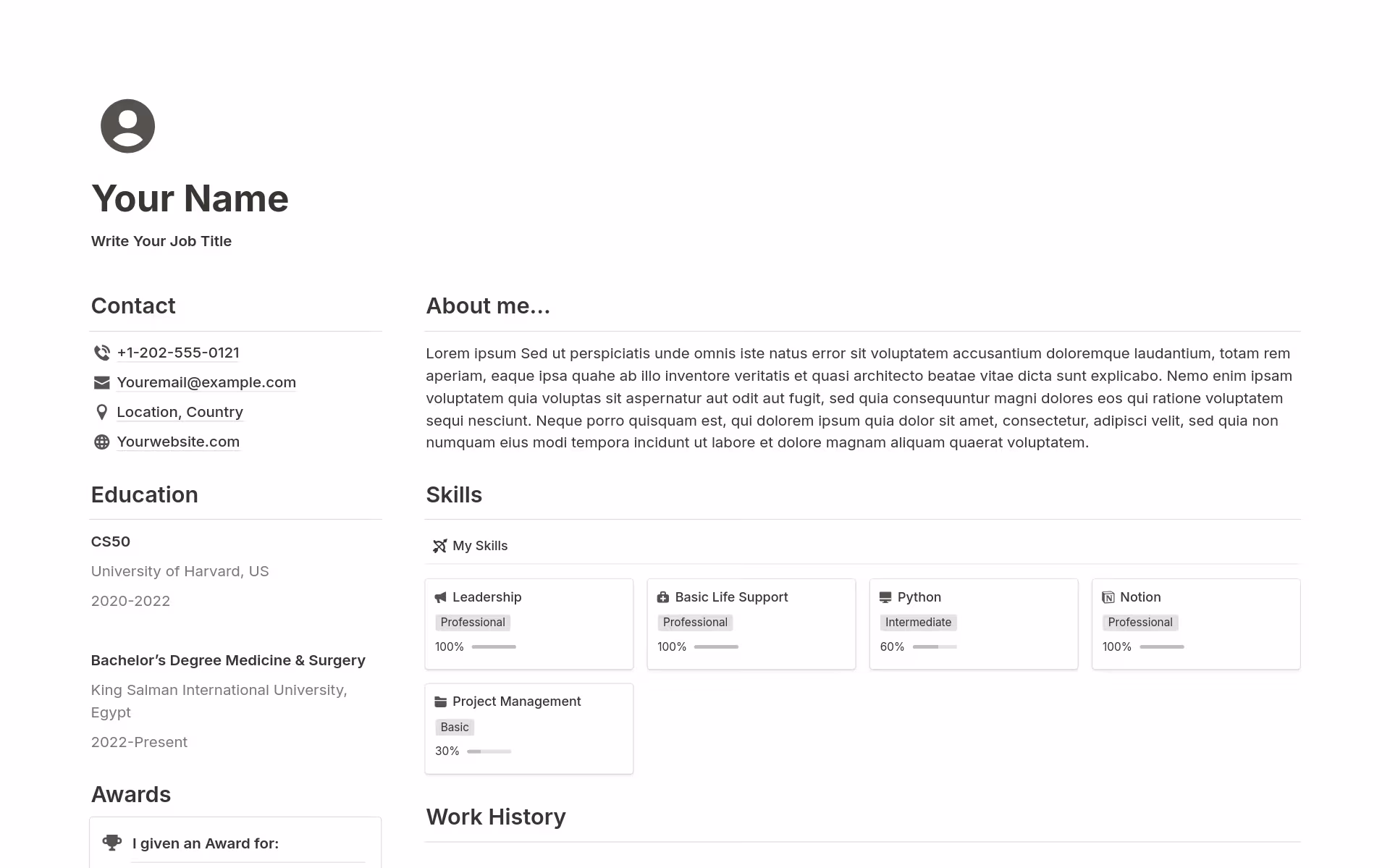 A template preview for Minimalist Resume